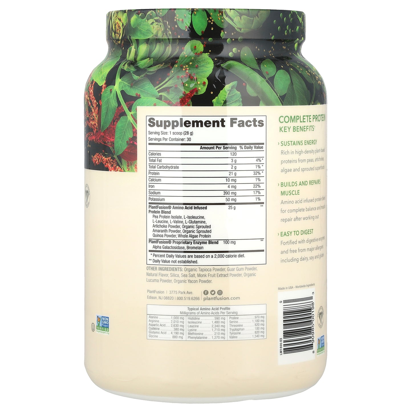 PlantFusion, Complete Protein, Natural, 1.85 lb (840 g)