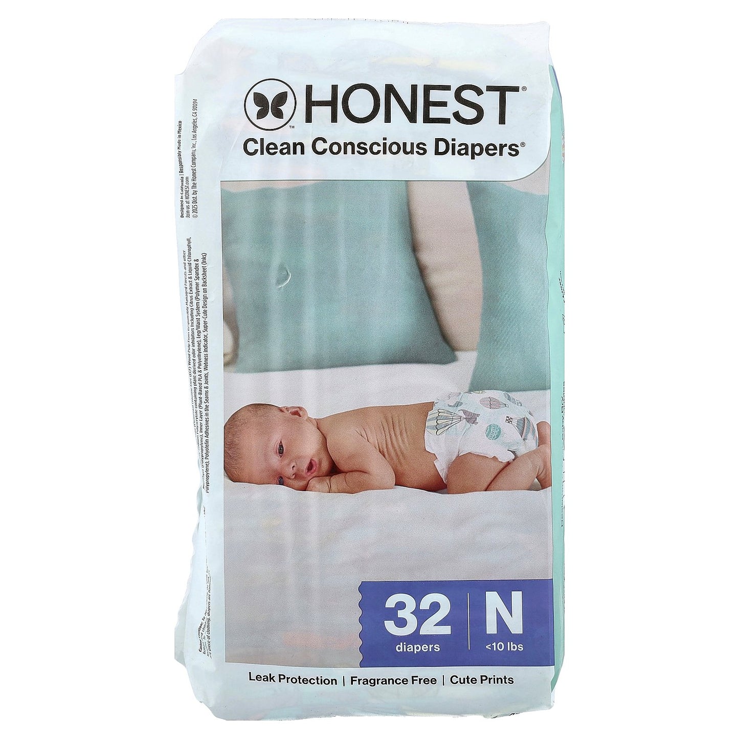 The Honest Company, Clean Conscious Diapers® Newborn, <10 lbs, Above It All, 32 Diapers