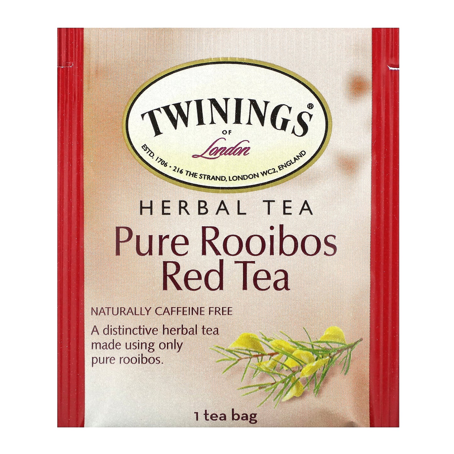 Twinings, Pure Herbal Tea, Pure Rooibos Red Tea, Caffeine Free, 20 Tea Bags, 1.41 oz (40 g)