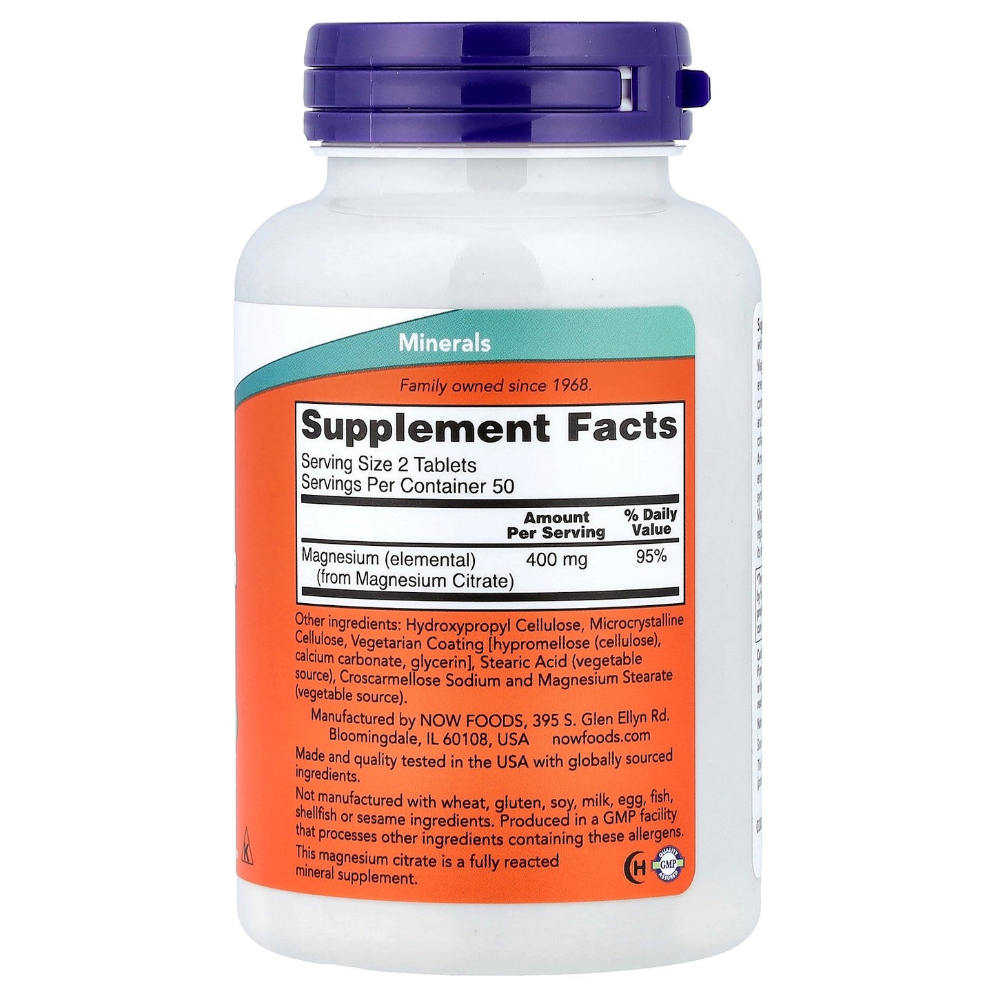 NOW Foods, Magnesium Citrate, 100 Tablets (200 mg per Tablet)