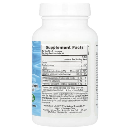 NaturesPlus, Adult's Dental Care Probiotic Lozenges, Peppermint , 60 Lozenges