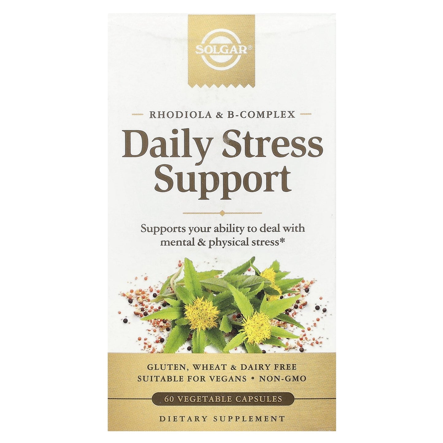 Solgar, Daily Stress Support, Rhodiola & B-Complex, 60 Vegetable Capsules