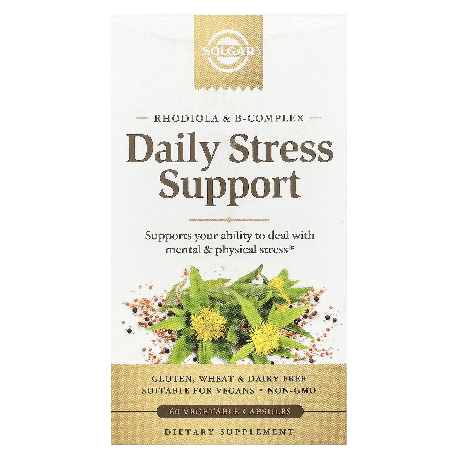 Solgar, Daily Stress Support, Rhodiola & B-Complex, 60 Vegetable Capsules