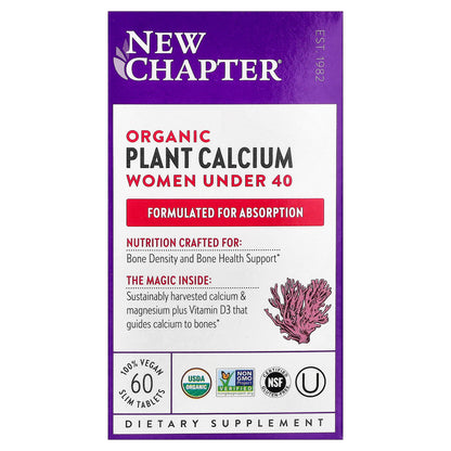 New Chapter, Organic Plant Calcium, Women Under 40, 60 Vegan Slim Tablets
