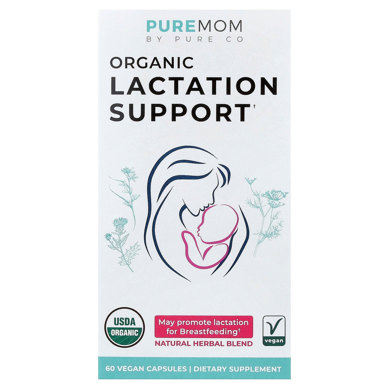 Pure Co., Pure Mom, Organic Lactation Support, 60 Vegan Capsules
