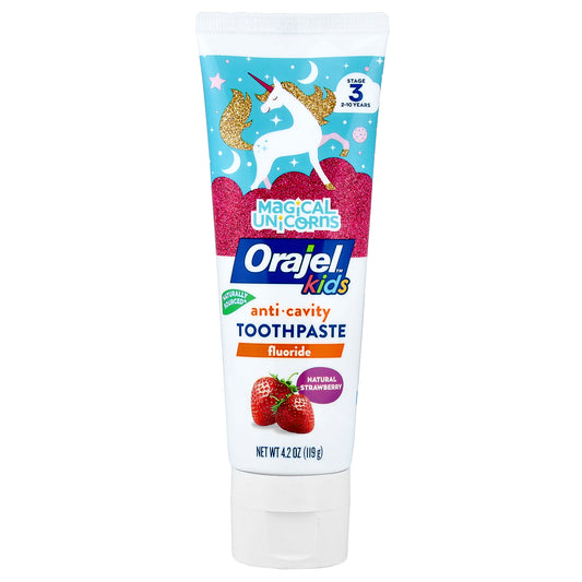 Orajel, Kids, Anticavity Fluoride Toothpaste, 2-10 Years, Natural Strawberry, 4.2 oz (119 g)