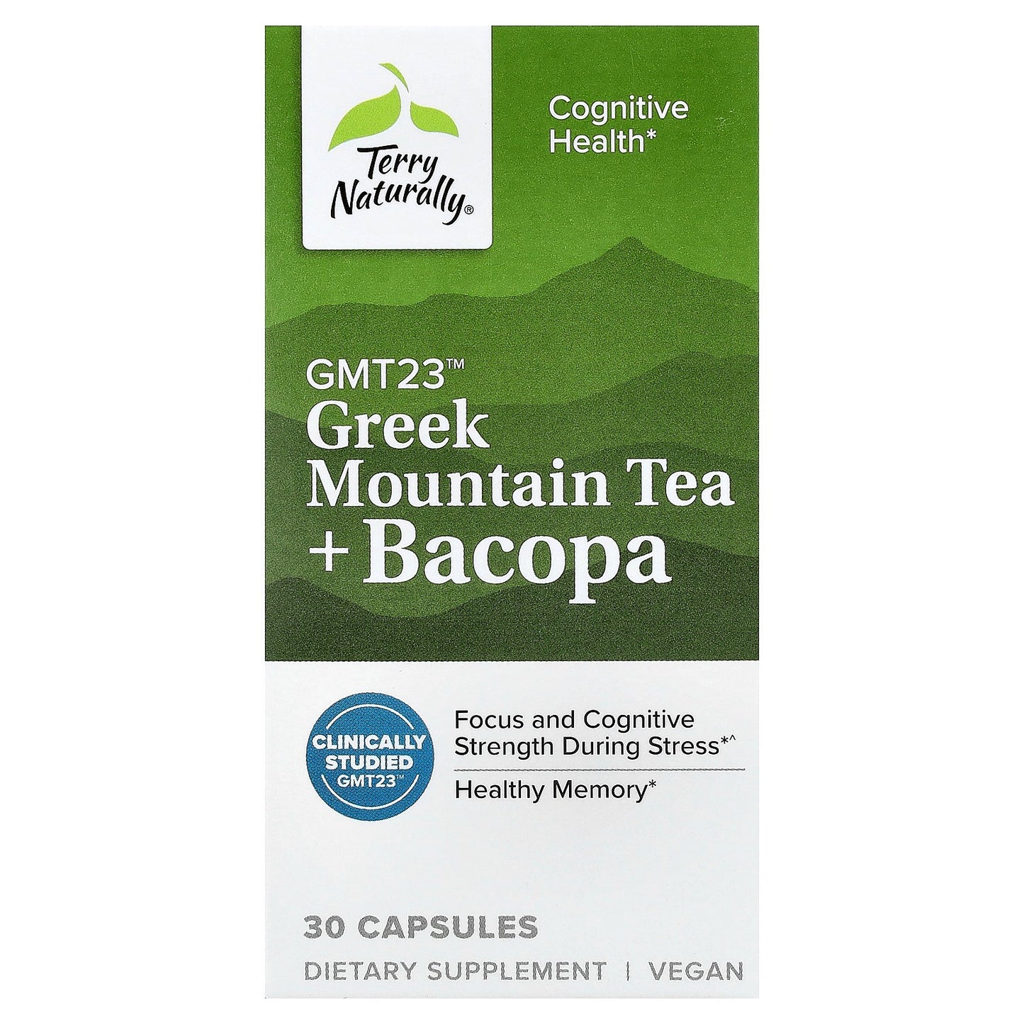 Terry Naturally, Greek Mountain Tea + Bacopa, 30 Capsules