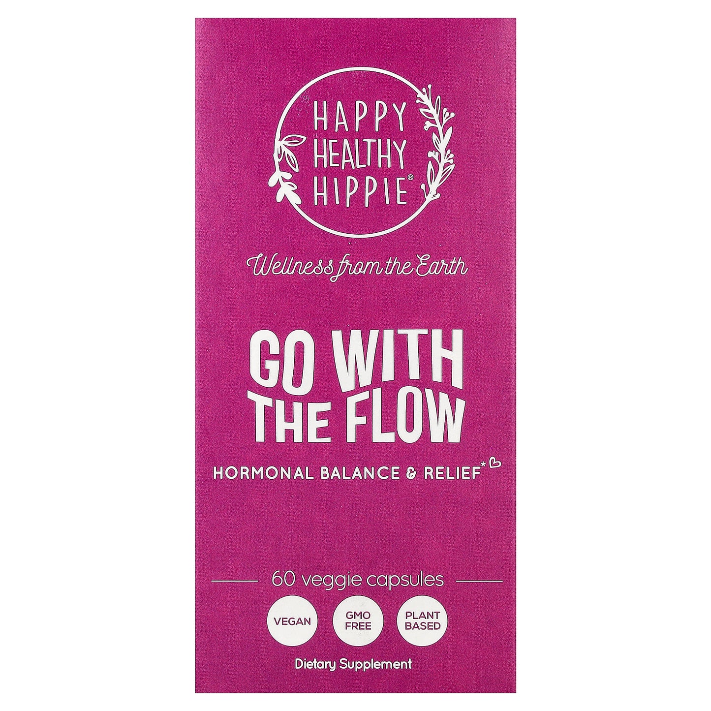 Happy Healthy Hippie, Go With The Flow, Hormonal Balance & Relief, 60 Veggie Capsules