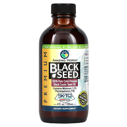 Amazing Herbs, Black Seed, 100% Pure Cold-Pressed Black Cumin Seed Oil, 4 fl oz (120 ml)