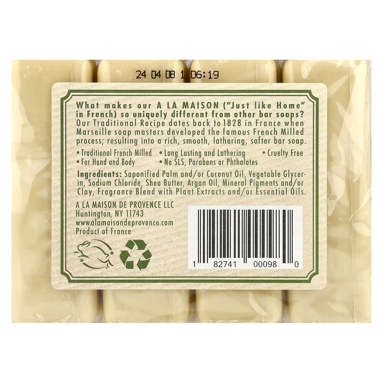 A La Maison de Provence, Hand & Body Bar Soap, Rosemary Mint, 4 Bars, 3.5 oz (100 g) Each