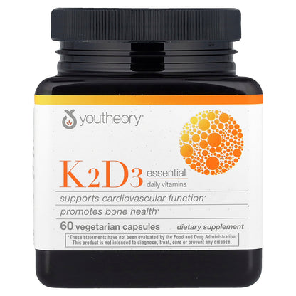 Youtheory, K2D3 Essential Daily Vitamins, 60 Vegetarian Capsules