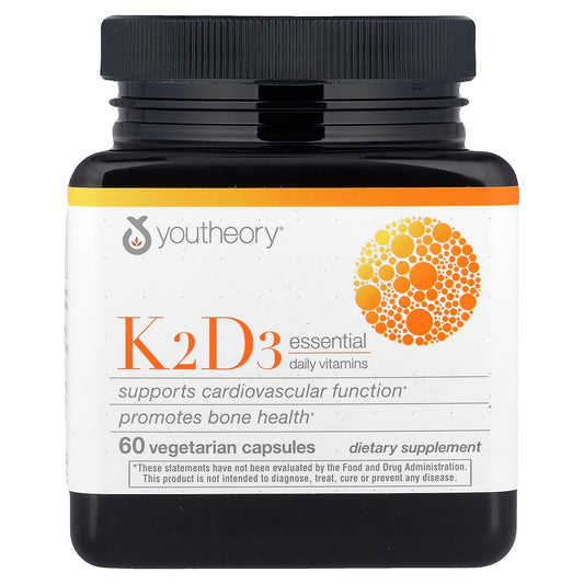 Youtheory, K2D3 Essential Daily Vitamins, 60 Vegetarian Capsules