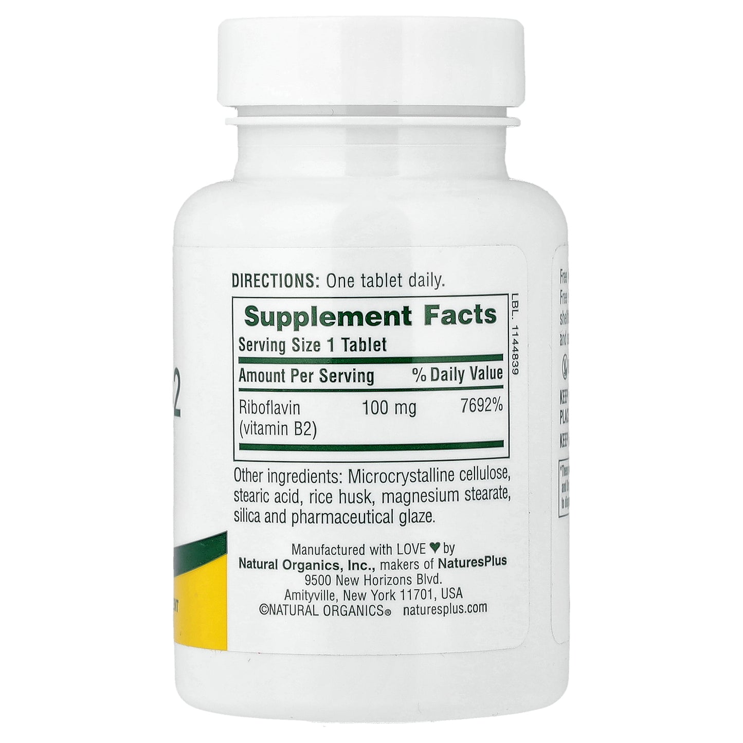 NaturesPlus, Vitamin B2, 100 mg, 90 Tablets