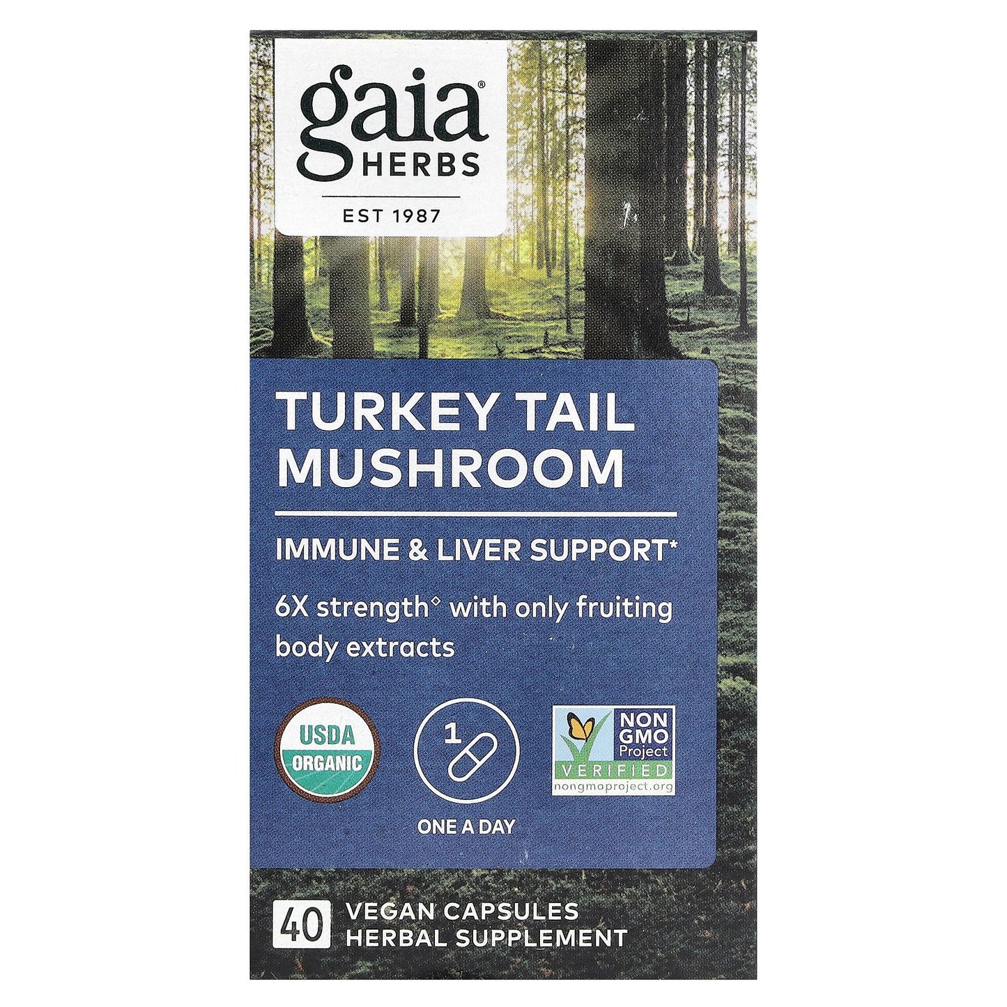 Gaia Herbs, Turkey Tail Mushroom, 400 mg, 40 Vegan Capsules