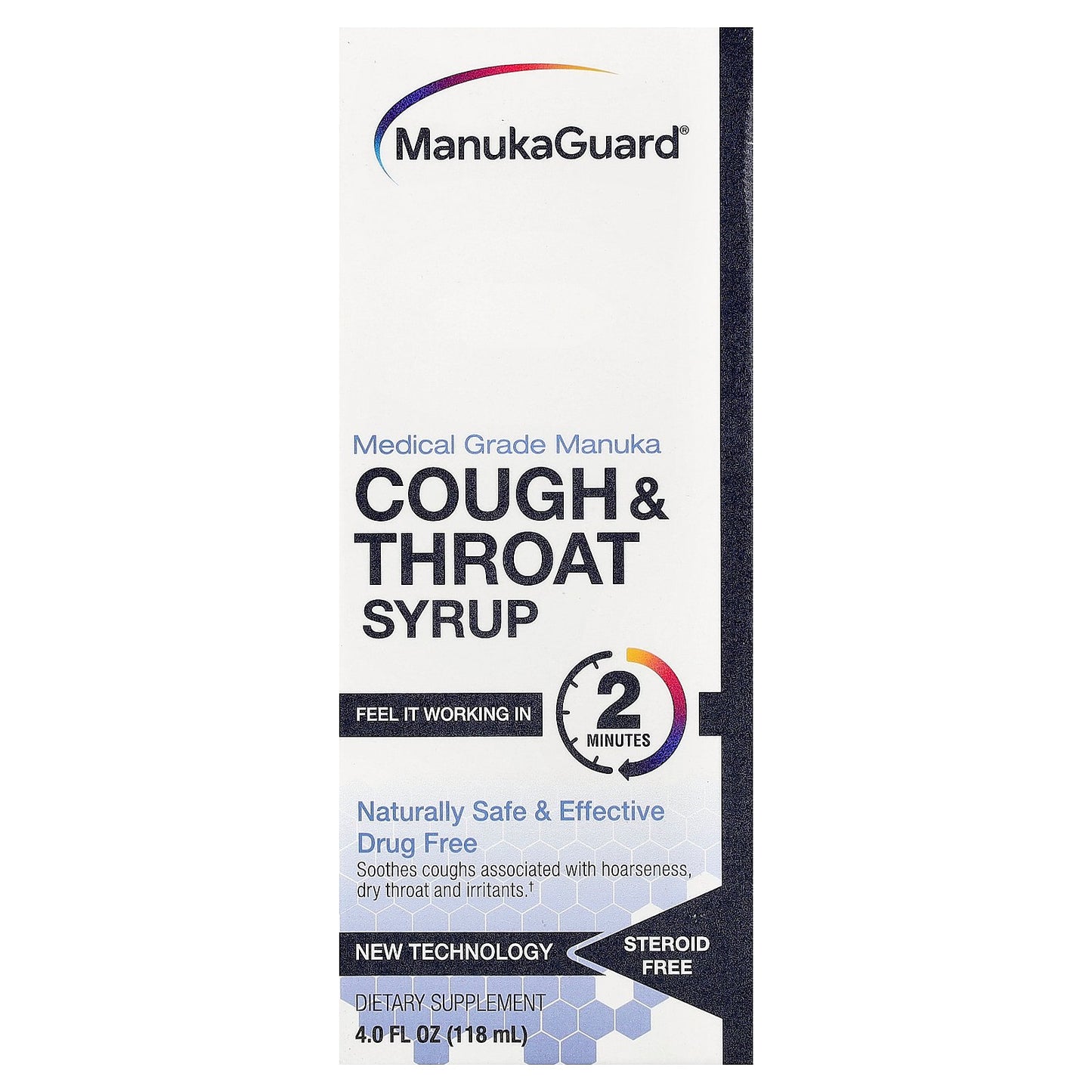 ManukaGuard, Cough & Throat Syrup, Medical Grade Manuka Honey, 4 fl oz (118 ml)