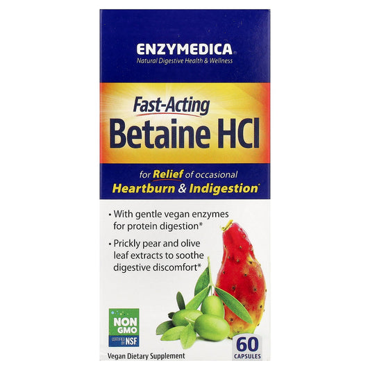 Enzymedica, Fast-Acting Betaine HCl, 60 Capsules