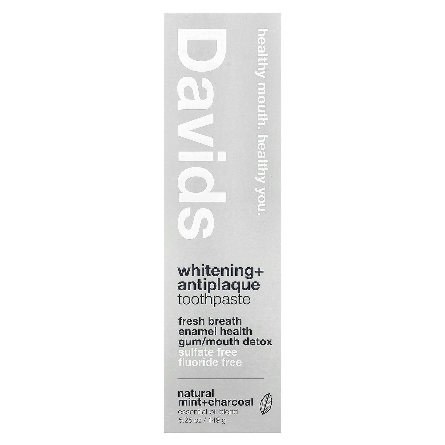 Davids, Whitening + Antiplaque Toothpaste, Natural Mint + Charcoal , 5.25 oz (149 g)