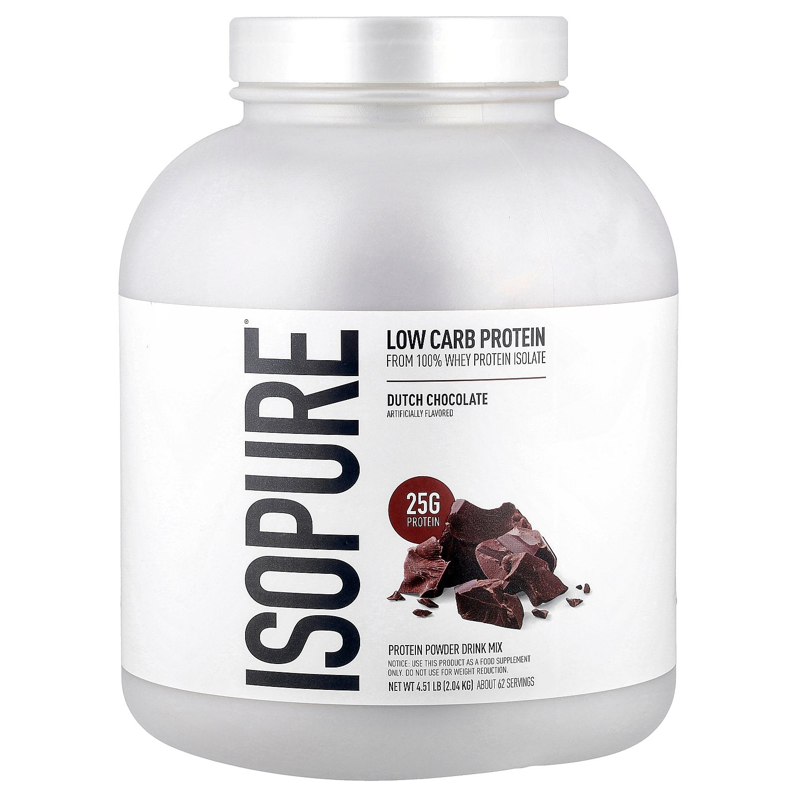 Isopure, Low Carb Protein Powder, Dutch Chocolate, 4.51 lb (2.04 kg)