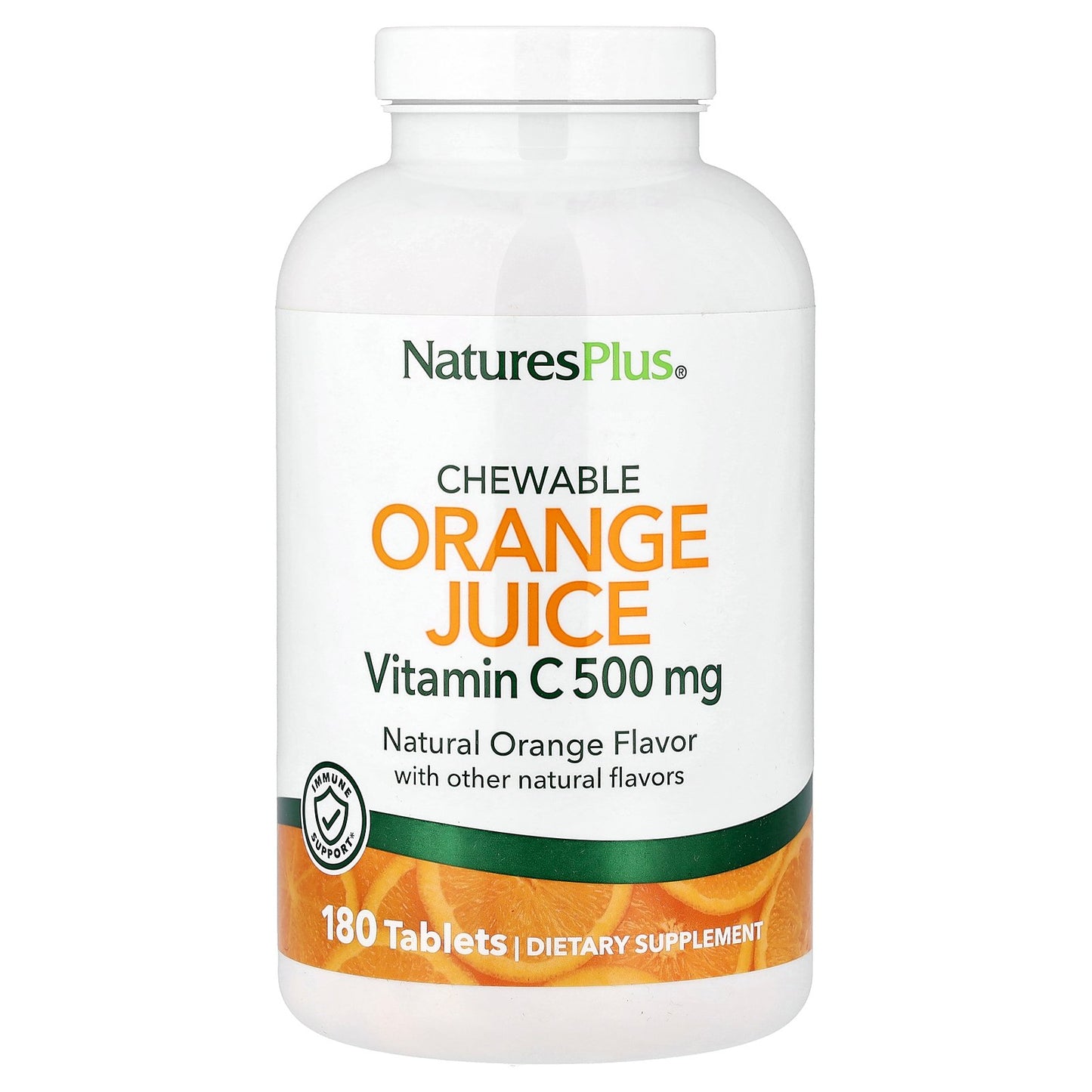 NaturesPlus, Chewable Orange Juice, Vitamin C, Natural Orange, 180 Tablets