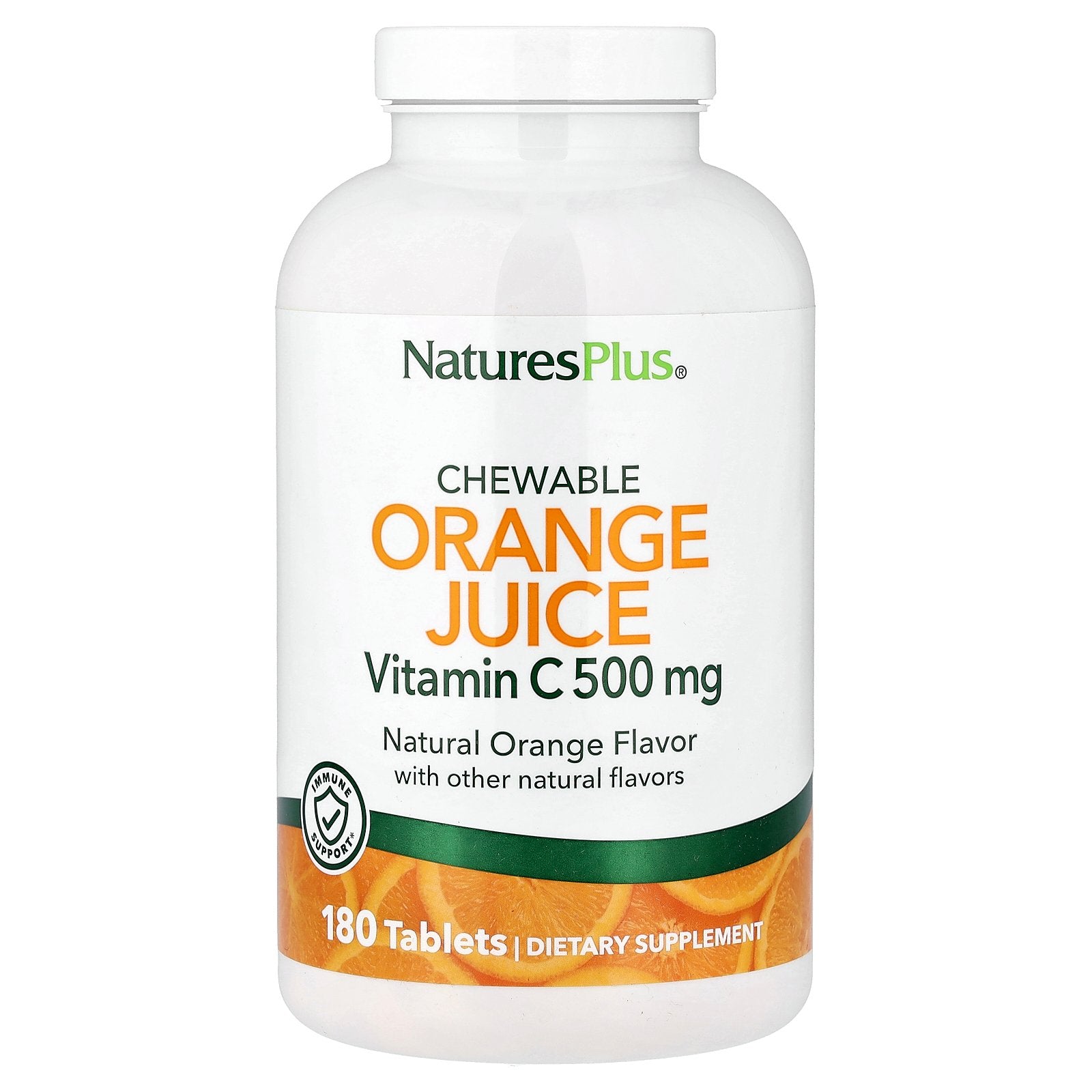NaturesPlus, Chewable Orange Juice, Vitamin C, Natural Orange, 180 Tablets