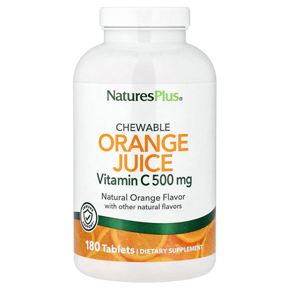 NaturesPlus, Chewable Orange Juice, Vitamin C, Natural Orange, 180 Tablets