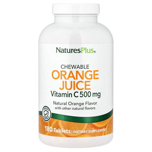 NaturesPlus, Chewable Orange Juice, Vitamin C, Natural Orange, 180 Tablets