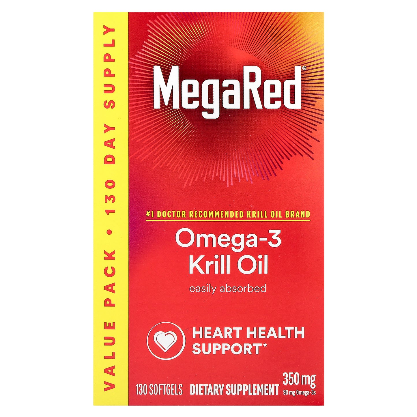 Schiff, MegaRed®, Omega-3 Krill Oil, Vanilla, 350 mg, 130 Softgels