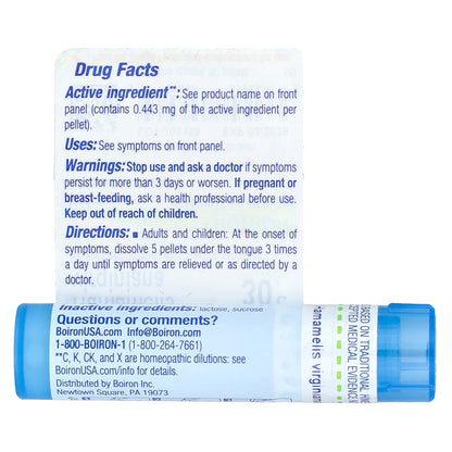 Boiron, Hamamelis Virginiana, 30C, Hemorrhoid Relief, Approx 80 Pellets