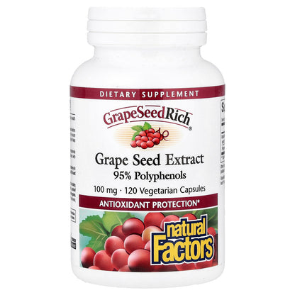 Natural Factors, GrapeSeedRich®, Grape Seed Extract, 100 mg, 120 Vegetarian Capsules