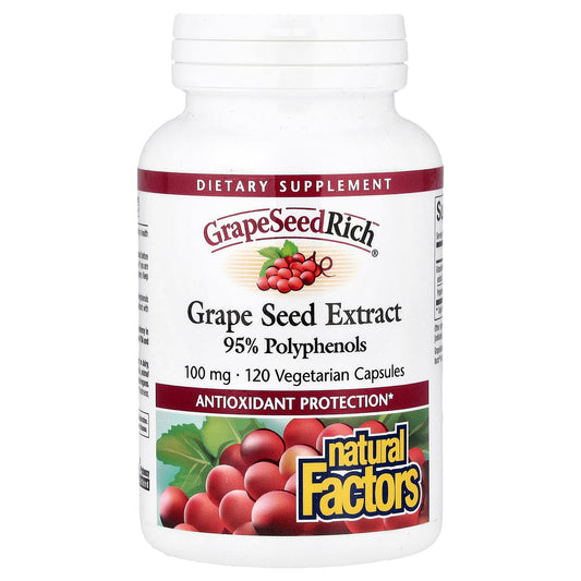 Natural Factors, GrapeSeedRich®, Grape Seed Extract, 100 mg, 120 Vegetarian Capsules