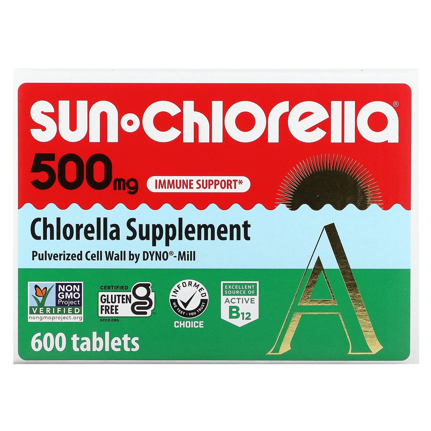 Sun Chlorella, Chlorella Supplement, 500 mg, 600 Tablets