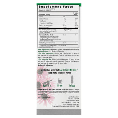 Nature's Answer, Sambucus Immune, Black Elderberry, 12,000 mg, 8 fl oz (240 ml)