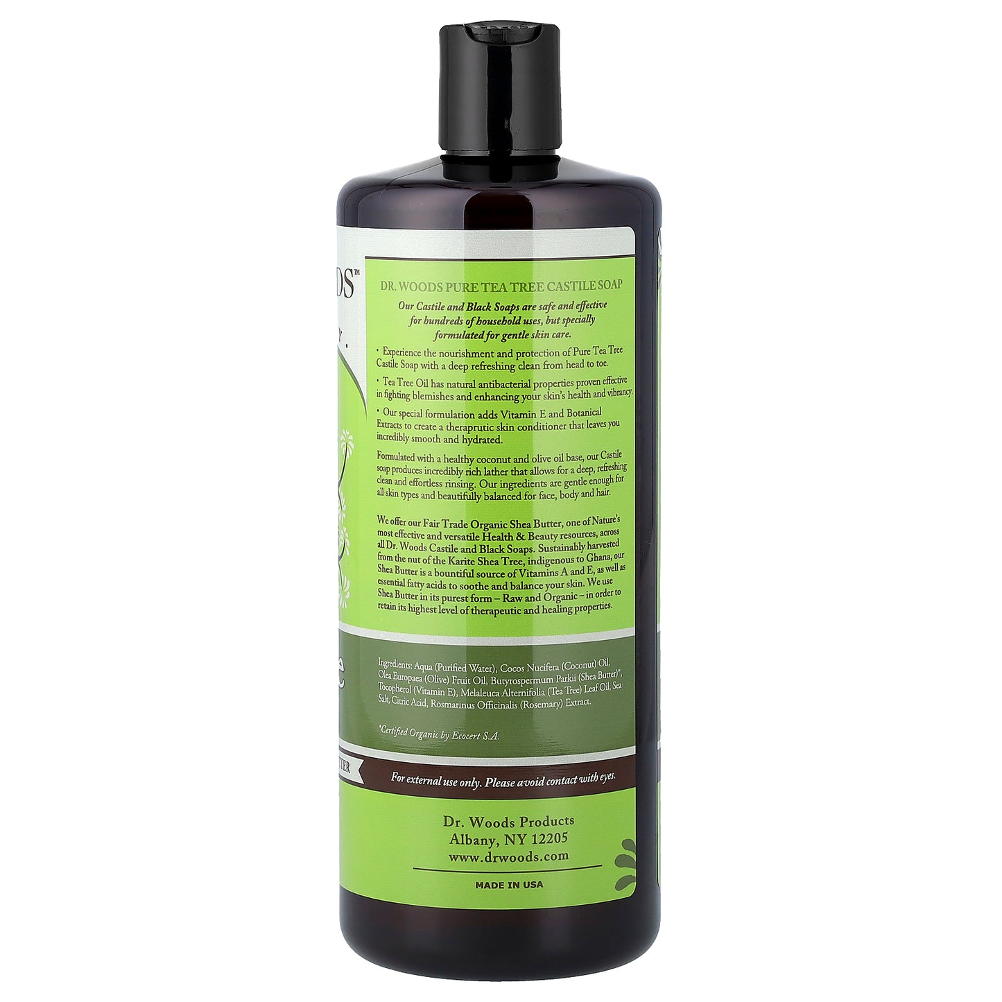 Dr. Woods, Tea Tree Castle Soap with Fair Trade Shea Butter, For All Skin Types, 32 fl oz (946 ml)