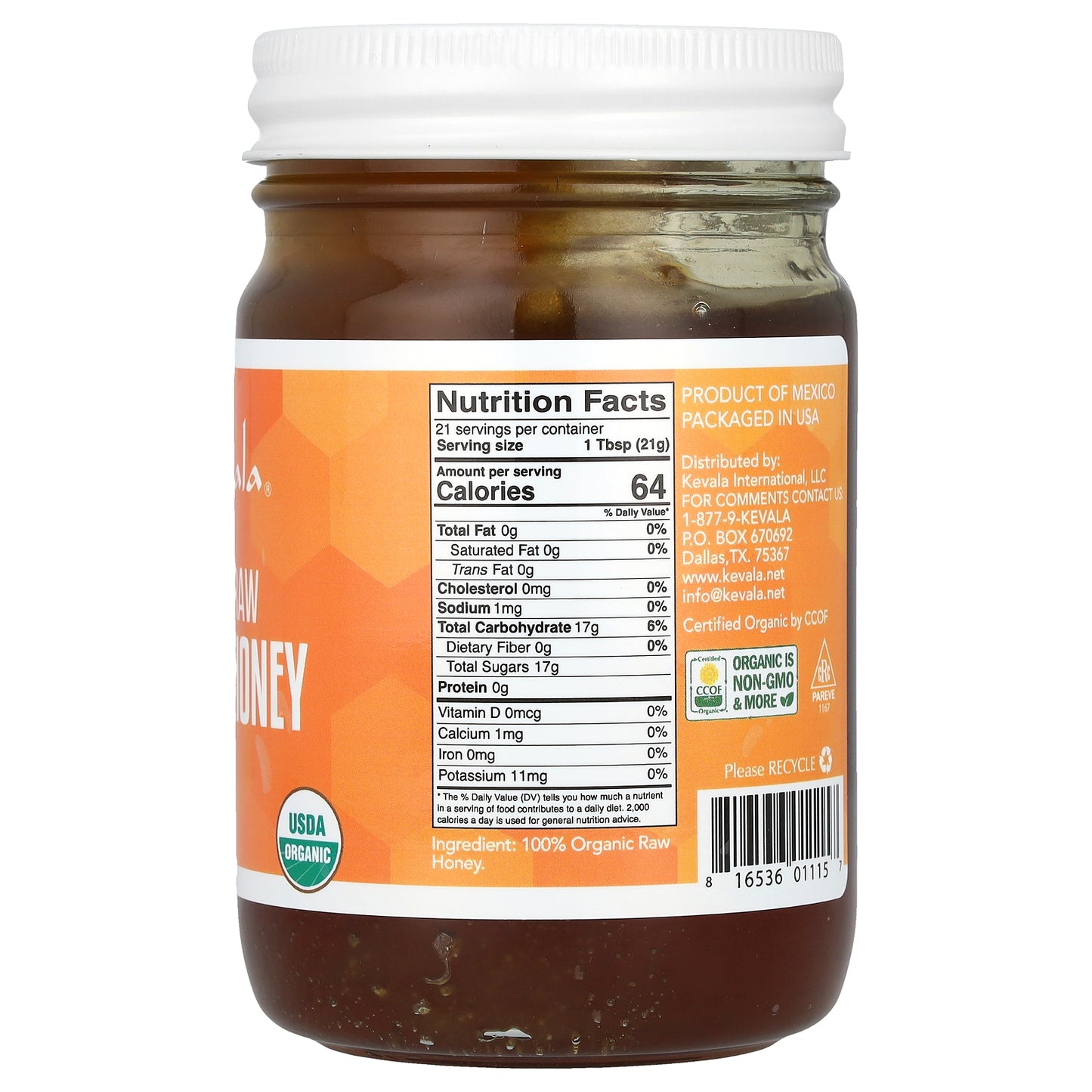 Kevala, Organic Raw Oaxaca Honey, 16 oz (454 g)