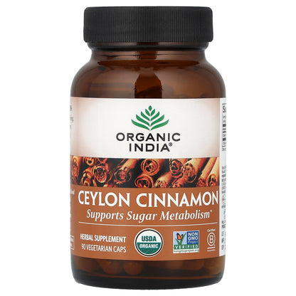 Organic India, Ceylon Cinnamon, 90 Vegetarian Caps (325 mg per Capsule)