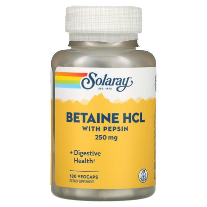 Solaray, Betaine HCL with Pepsin, 250 mg, 180 VegCaps