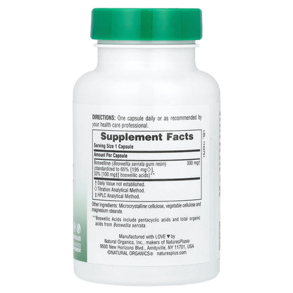 NaturesPlus, Herbal Actives, Boswellin®, 300 mg, 60 Capsules