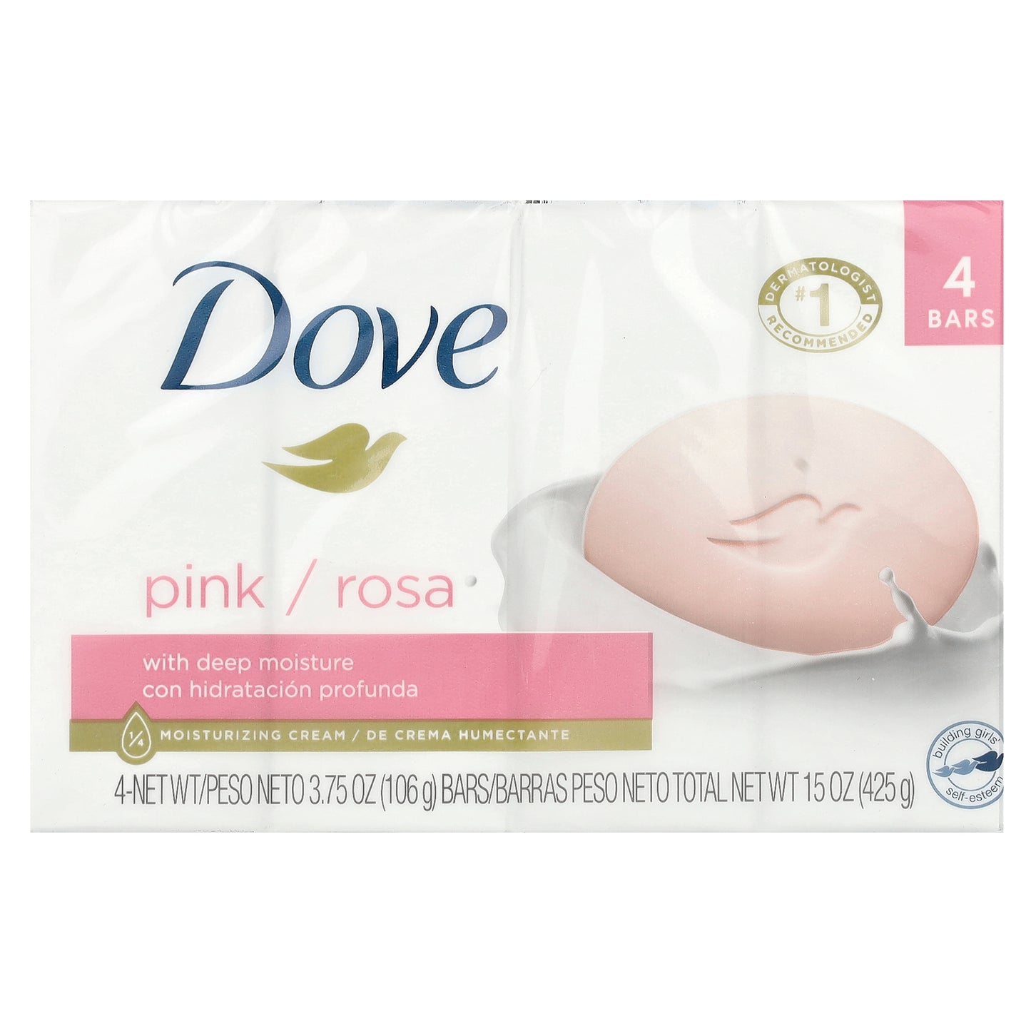 Dove, Beauty Bar Soap with Deep Moisture, Pink, 4 Bars, 3.75 oz (106 g) Each