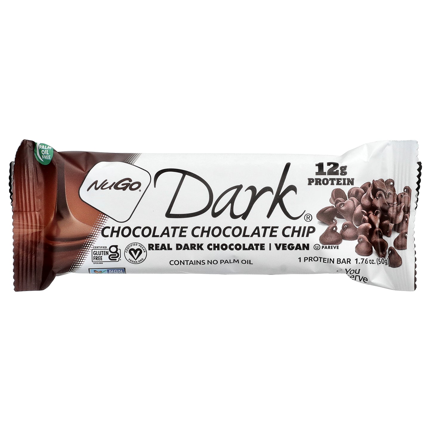 NuGo Nutrition, NuGo Dark® Protein Bars, Chocolate Chocolate Chip, 12 Bars, 1.76 oz (50 g) Each