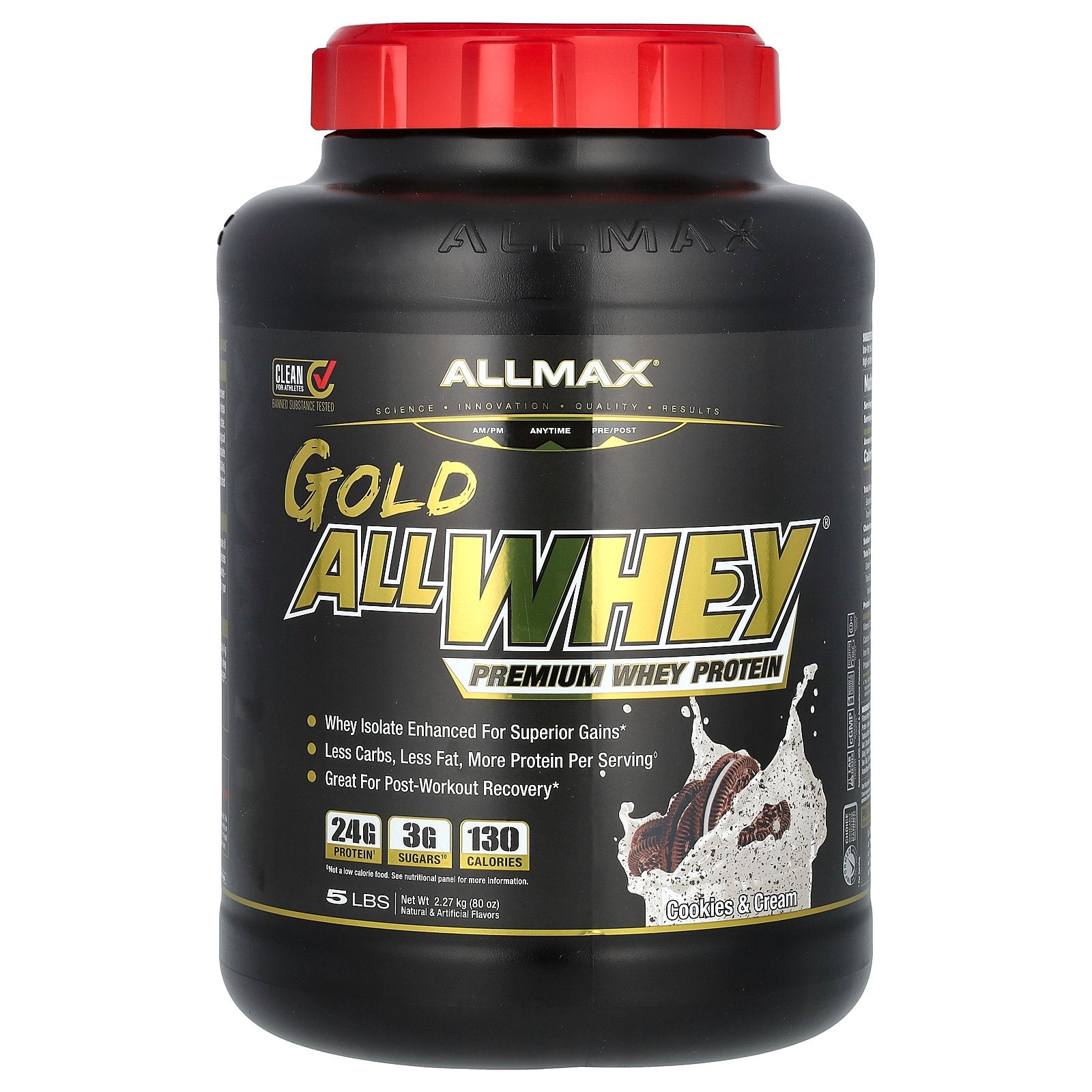 ALLMAX, GOLD ALLWHEY®, Premium Whey Protein, Cookies & Cream, 5 lbs (2.27 kg)