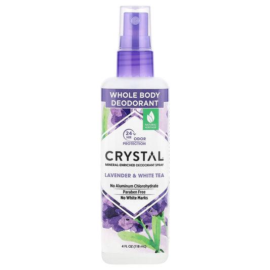 CRYSTAL, Mineral-Enriched Deodorant Spray, Lavender & White Tea, 4 fl oz (118 ml)