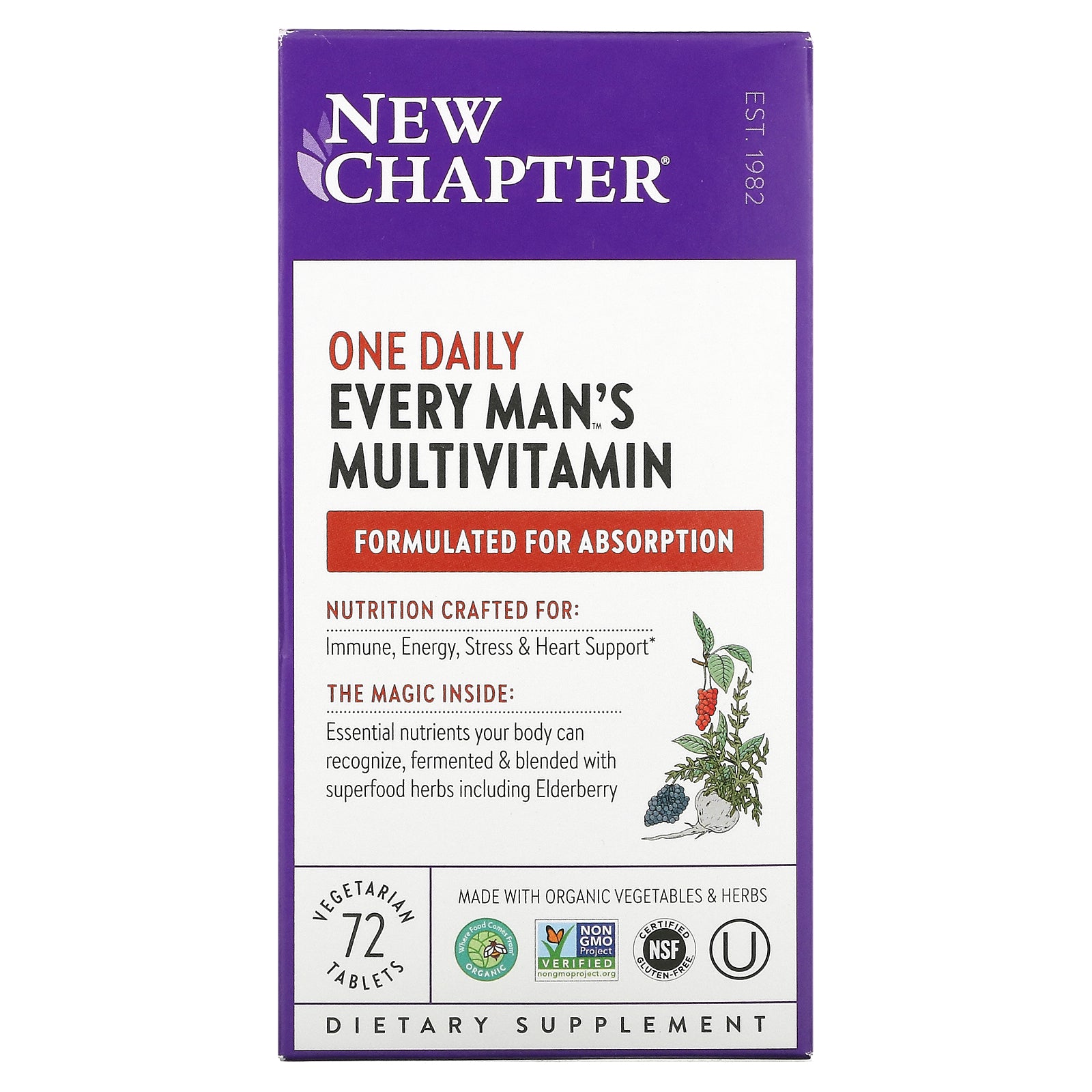 New Chapter, Every Man's One Daily Multivitamin, 72 Vegetarian Tablets