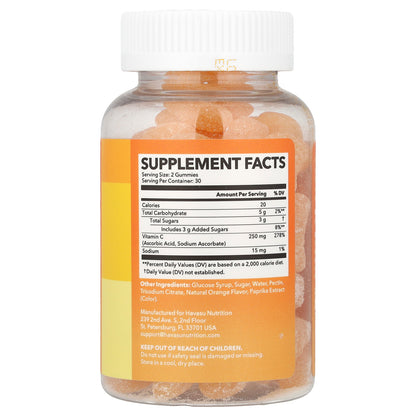 Havasu Nutrition, Vitamin C Gummies, Daily Immune+, Orange, 250 mg, 60 Gummies (125 mg per Gummy)