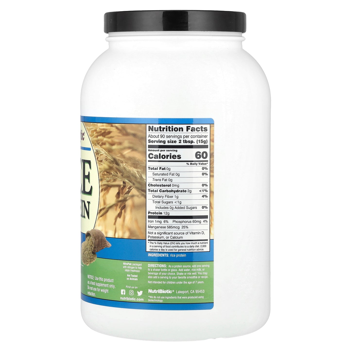 NutriBiotic, Rice Protein Powder, Plain, 3 lb (1.36 kg)