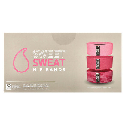 Sports Research, Sweet Sweat, Hip Bands, Pink, 3 Bands