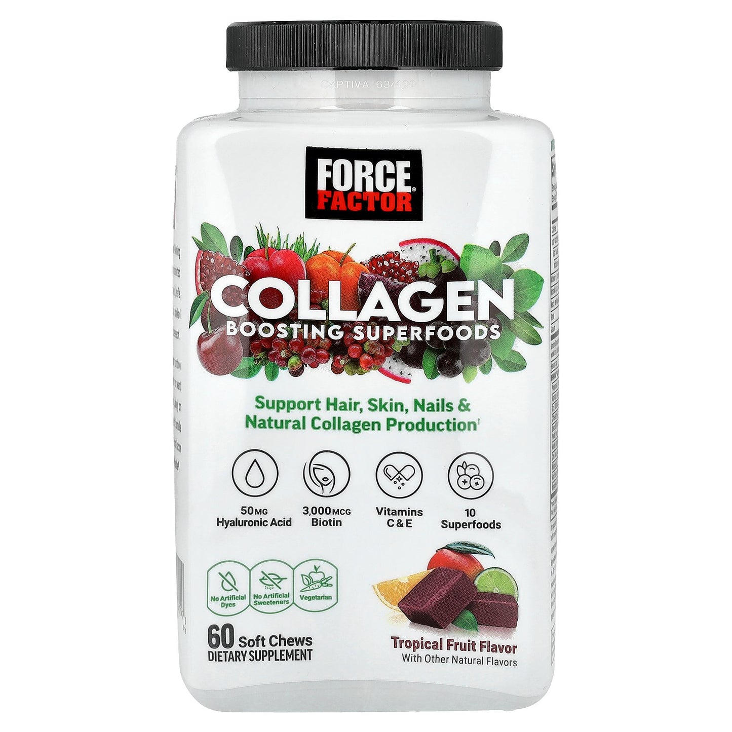 Force Factor, Collagen Boosting Superfoods, Tropical Fruit, 60 Soft Chews