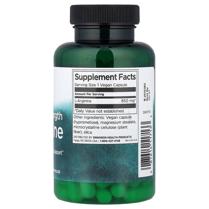 Swanson, L-Arginine, Maximum Strength, 850 mg, 90 Vegan Capsules