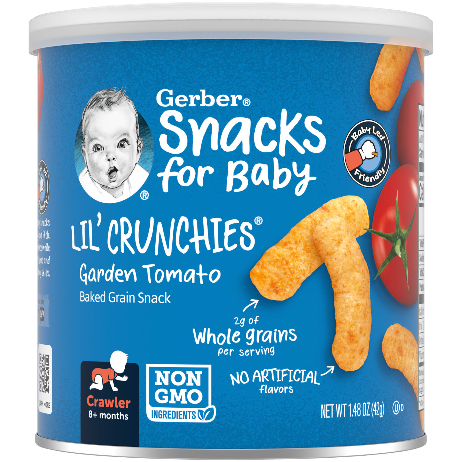 Gerber, Snacks for Baby, Lil' Crunchies, Baked Grain Snack, 8+ Months, Garden Tomato, 1.48 oz (42 g)