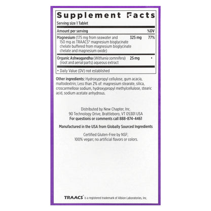New Chapter, Magnesium + Ashwagandha, 60 Vegan Tablets