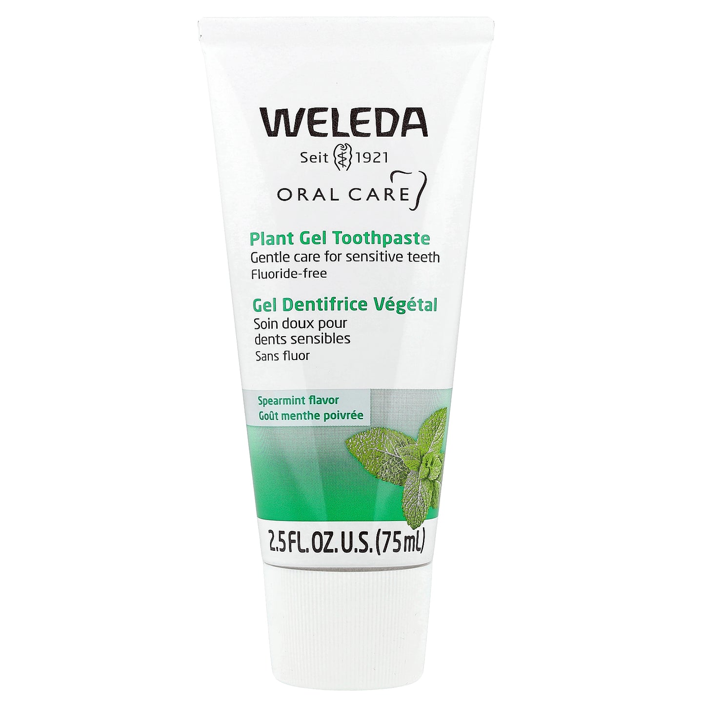 Weleda, Oral Care, Plant Gel Toothpaste, Fluoride Free, Spearmint, 2.5 fl oz (75 ml)